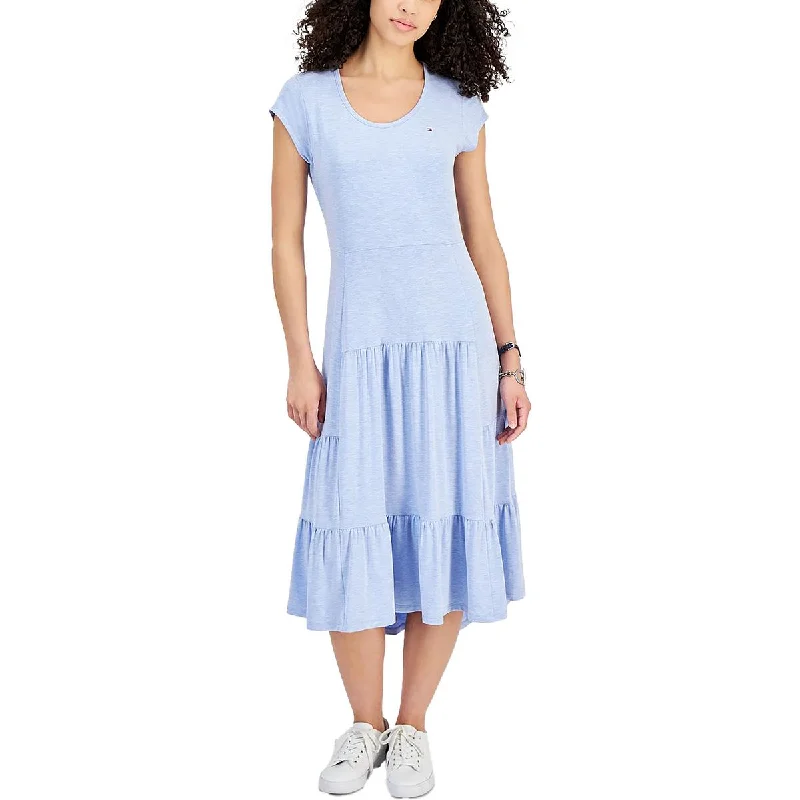 Blowout Deals Tommy Hilfiger Womens Tiered Midi T-Shirt Dress