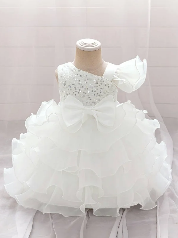 Price Reduction Ball Gown Asymmetrical Sleeveless Flower Girl Dresses with Tiered