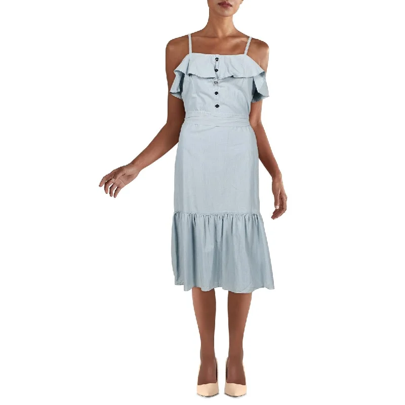Limited Availability Lauren Ralph Lauren Womens Chambray Calf Midi Dress