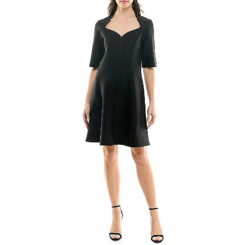 Exclusive Savings Nicole Miller Womens Elbow Sleeves Above Knee Fit & Flare Dress