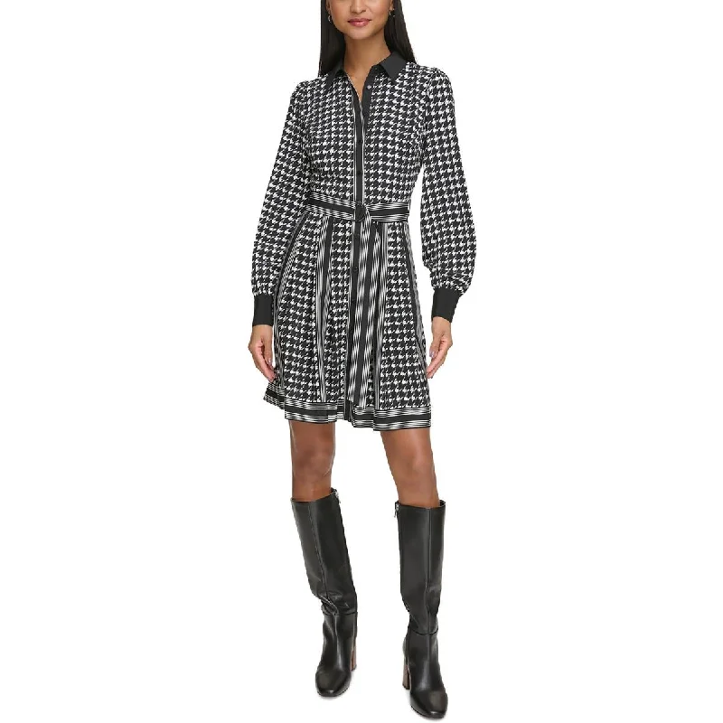 Discount Deals Karl Lagerfeld Paris Womens Knee-Length Houndstooth Shirtdress