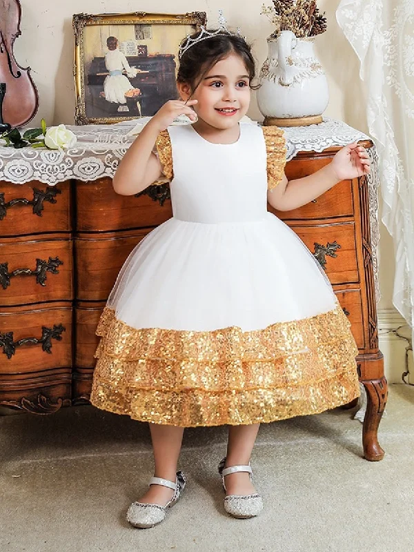 Deep Discounts Ball Gown Scoop Flying Sleeves Flower Girl Dresses with Sequins