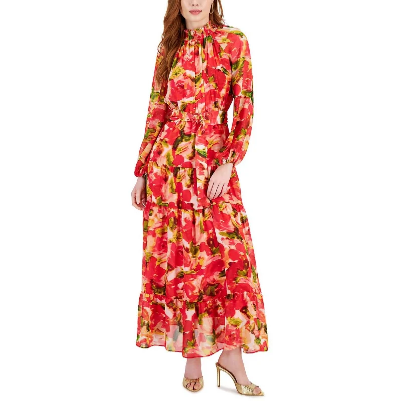 Stock Clearance Taylor Womens Printed Tea Length Shift Dress
