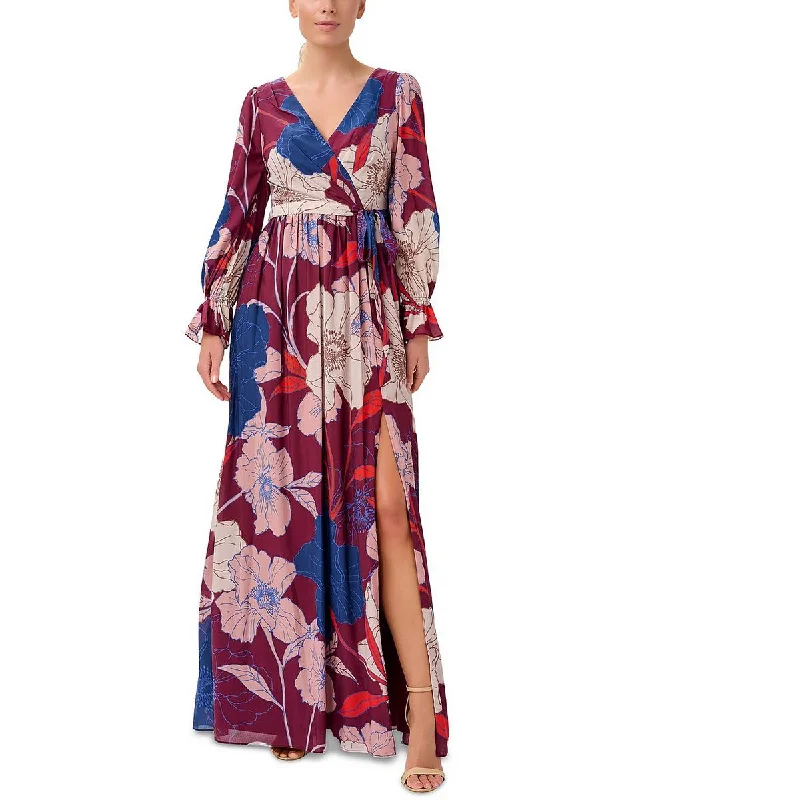 Super Sale Adrianna Papell Womens Floral Print Surplice Maxi Dress