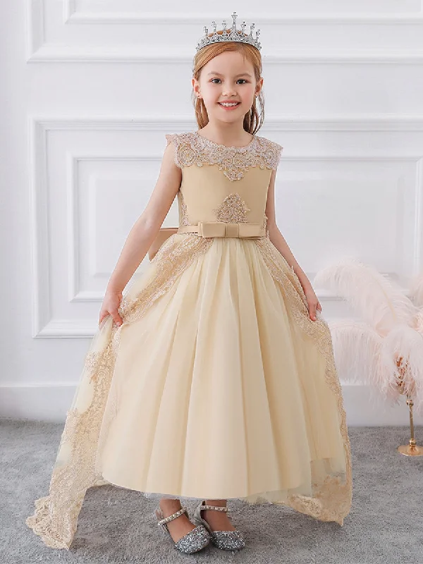 Special Savings Ball Gown Scoop Sleeveless Flower Girl Dresses with Applique