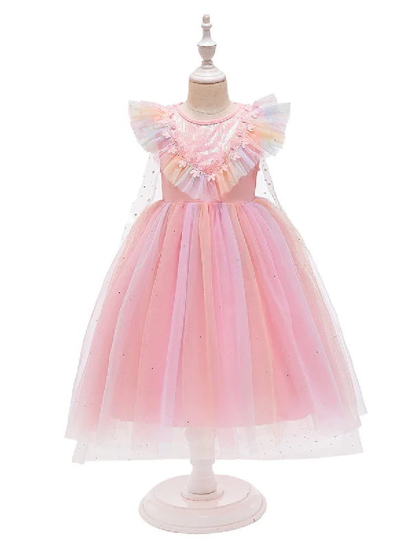 Deal Frenzy Ball Gown Scoop Flying Sleeves Flower Girl Dresses with Sequins