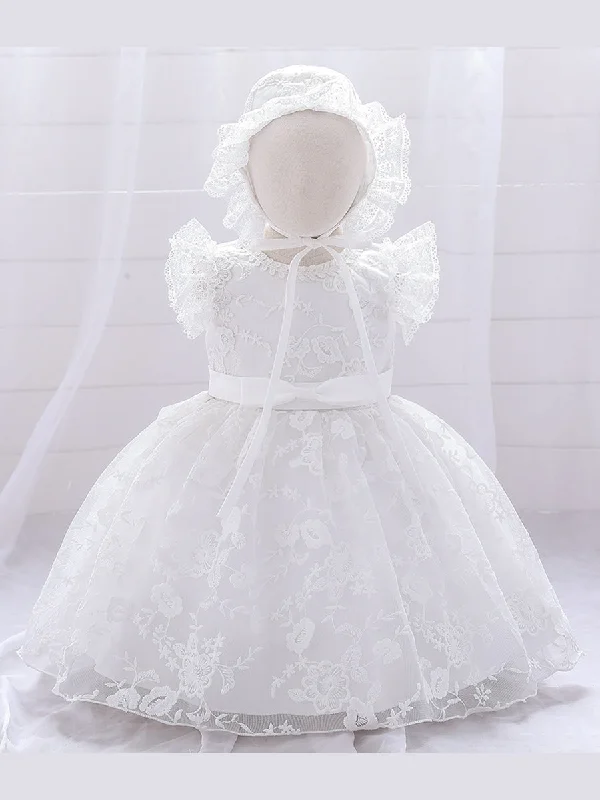 Deal Alert Ball Gown Scoop Flying Sleeves Flower Girl Dresses with Applique