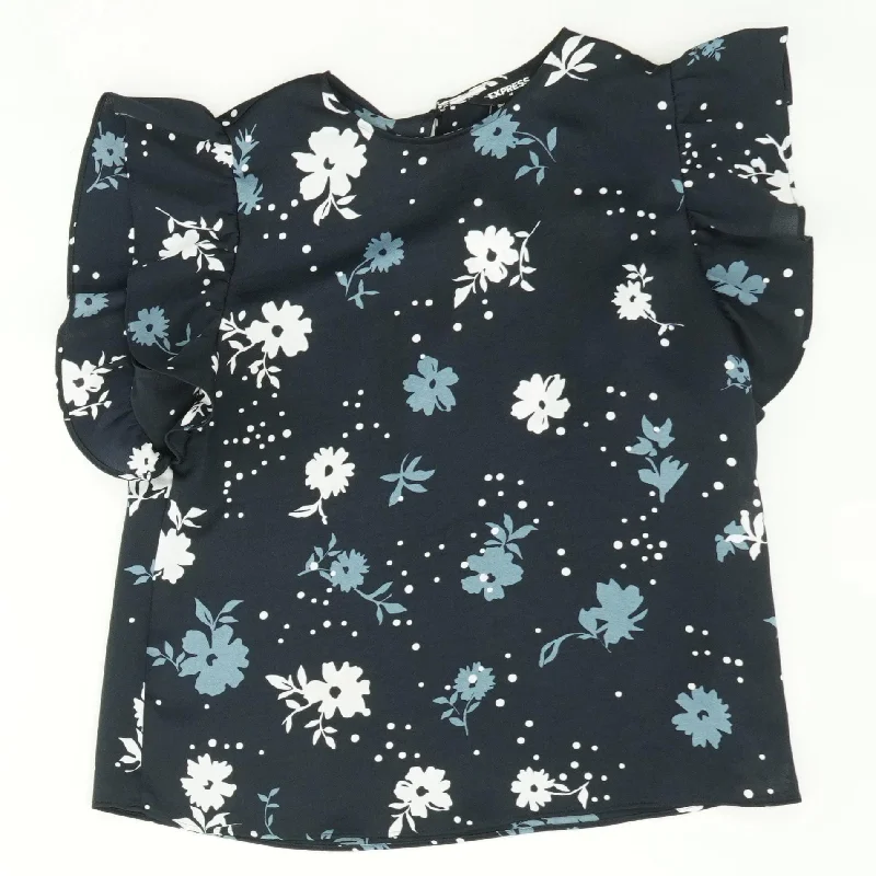Lowest Price Navy Floral Short Sleeve Blouse