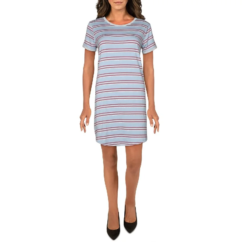 Major Savings Pink Rose Womens Striped Short Sleeves T-Shirt Dress