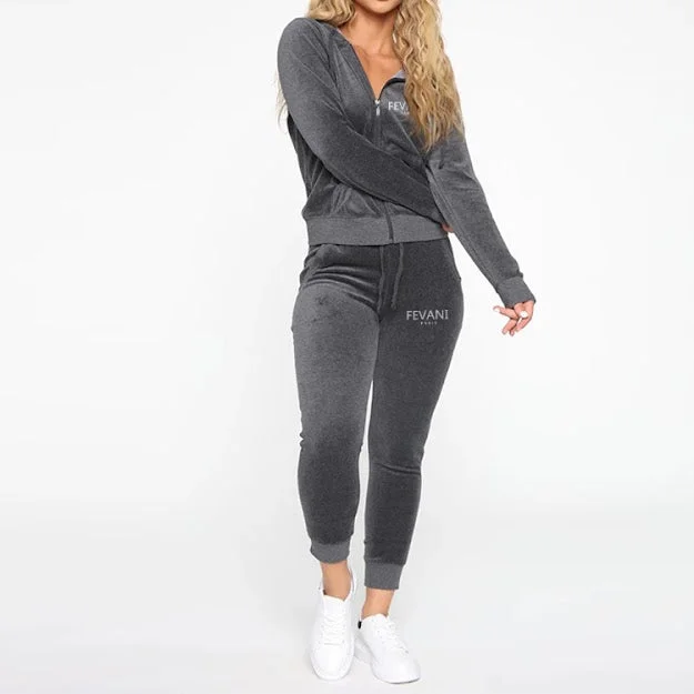 YEAR-End Sale Fevani Charcoal Grey Velour Set
