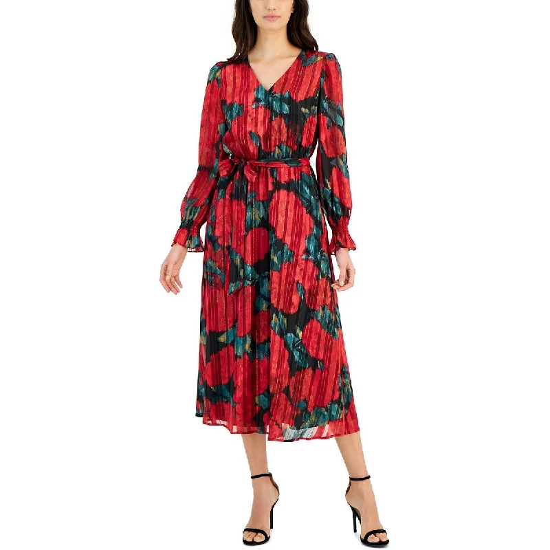 Savings Galore Anne Klein Womens Metallic Tea Length Midi Dress