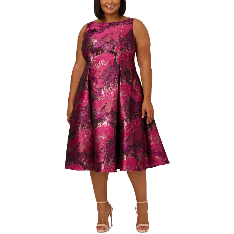 Sneak Peek Sale Adrianna Papell Womens Metallic Midi Cocktail And Party Dress
