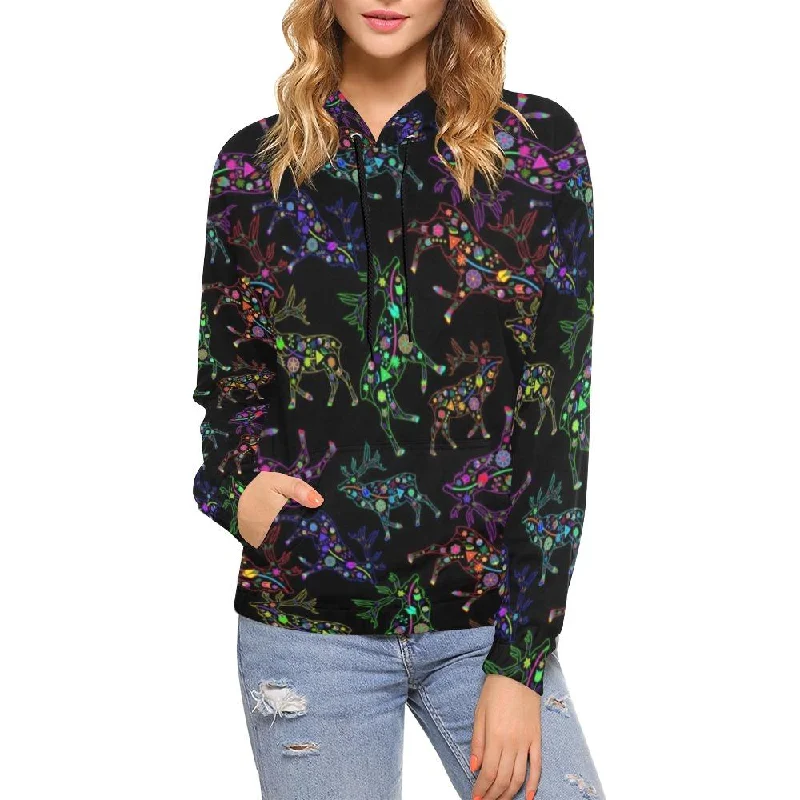 Sale Event Neon Floral Elks Hoodie for Women (USA Size)