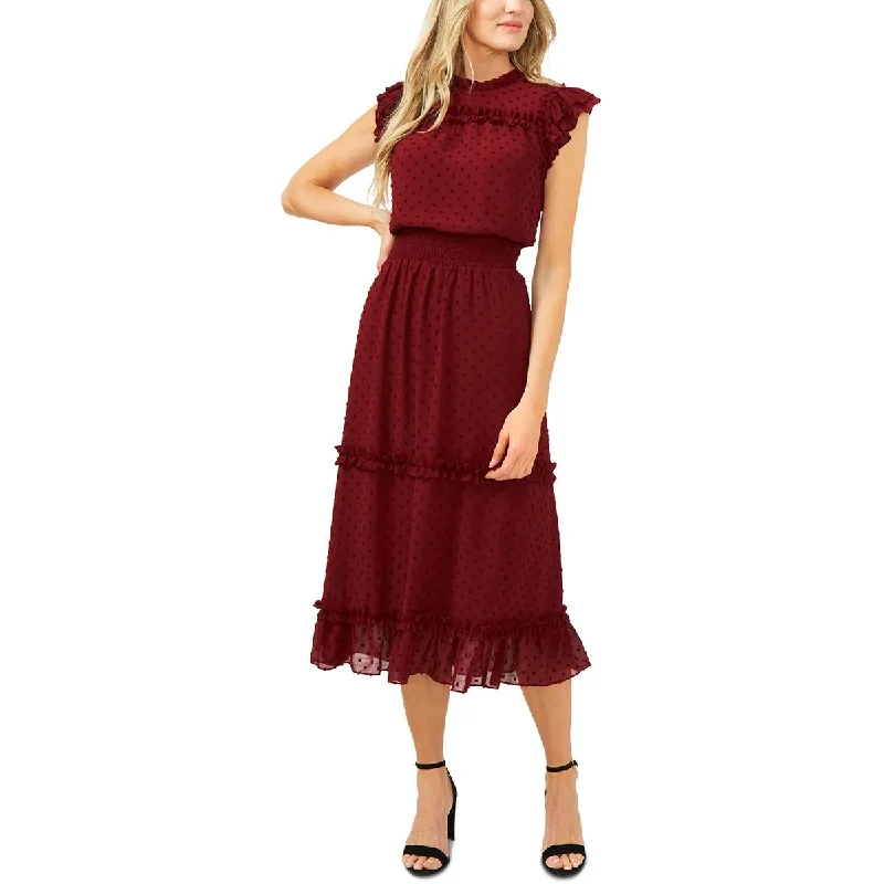 YEAR-End Sale CeCe Womens Swiss Dot Smocked Midi Dress