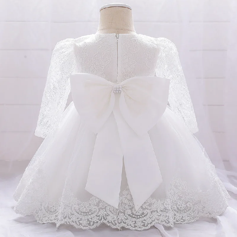 Savings Event Ball Gown Scoop Long Sleeves Flower Girl Dresses with Beading