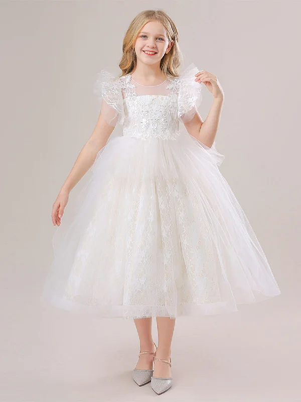 Final Clearance Ball Gown Scoop Flying Sleeves Sequins Flower Girl Dresses