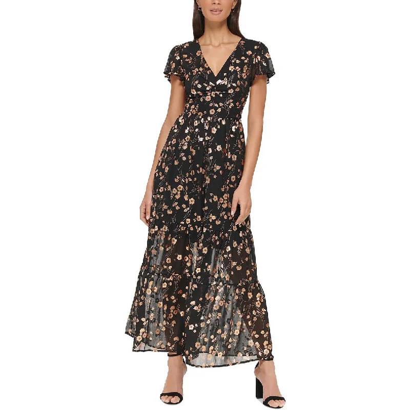 Price Smash Kensie Womens Metallic Long Maxi Dress