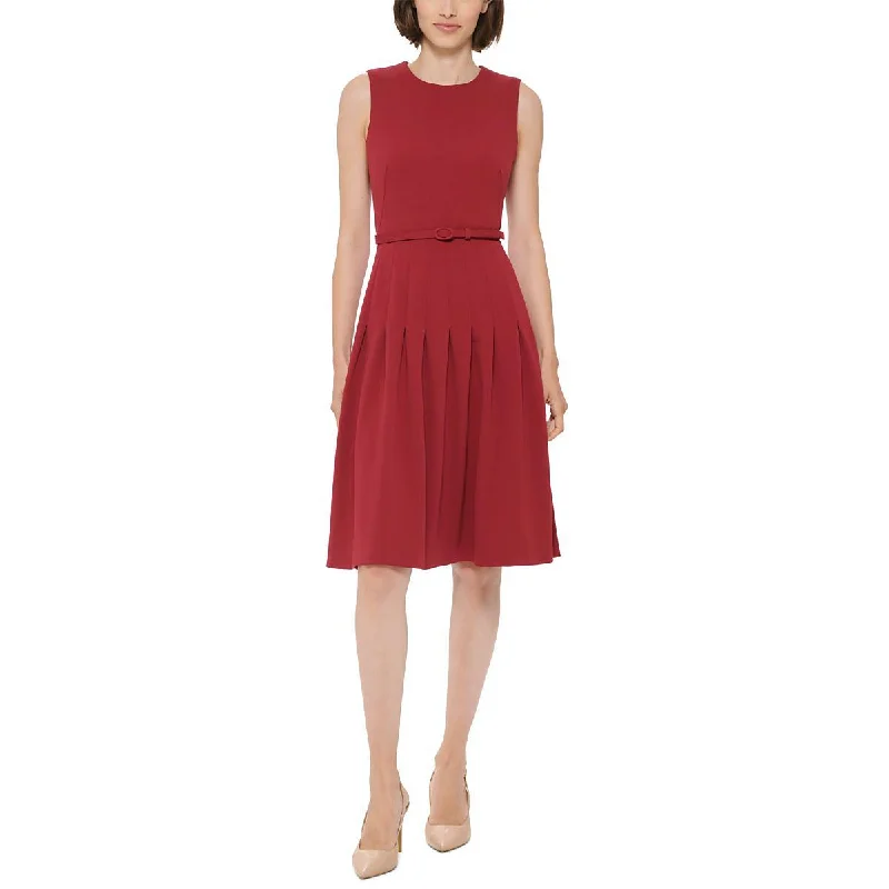 Super Bargain Calvin Klein Womens Petites Pleated Knee-Length Fit & Flare Dress