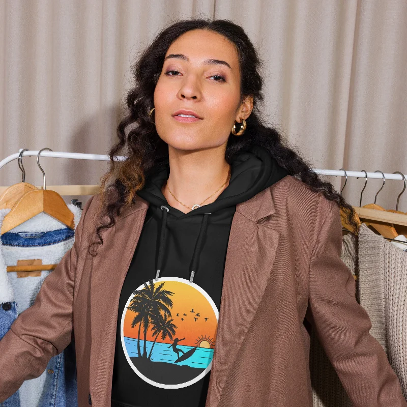 Online Exclusive Sunset Surfing Vintage Graphic Women Eco Raglan Hoodie