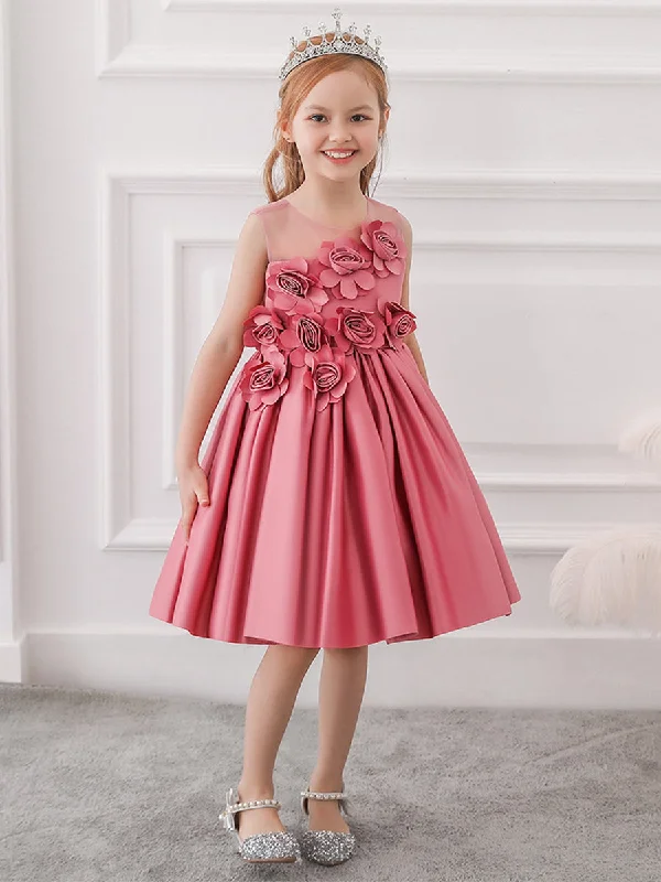 Bargain Bin Ball Gown Scoop Sleeveless Flower Girl Dresses with Solid Flowers