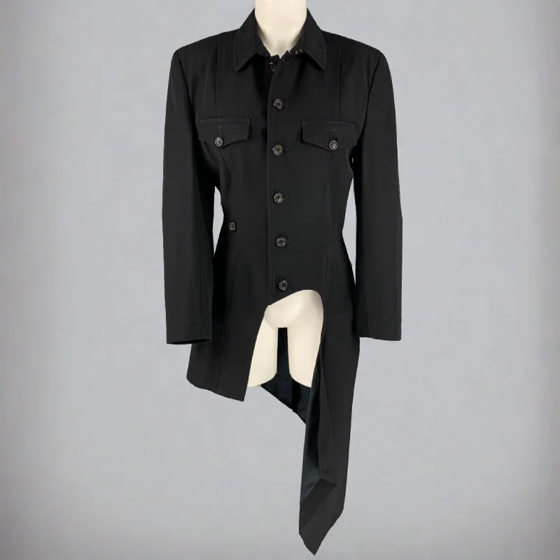 Huge Discounts COMME des GARCONS 1980s Size S Black Wool Asymmetrical Jacket