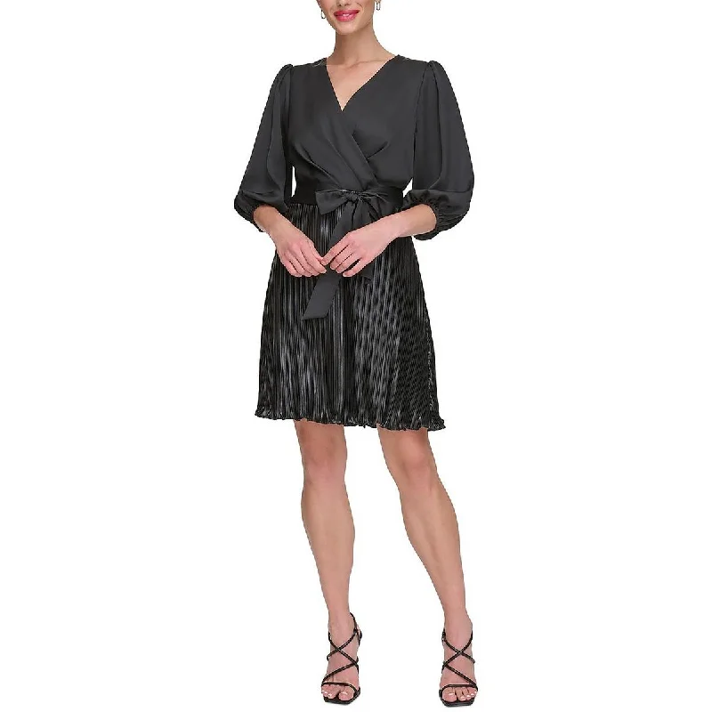Lowest Prices DKNY Womens Surplice Above Knee Fit & Flare Dress