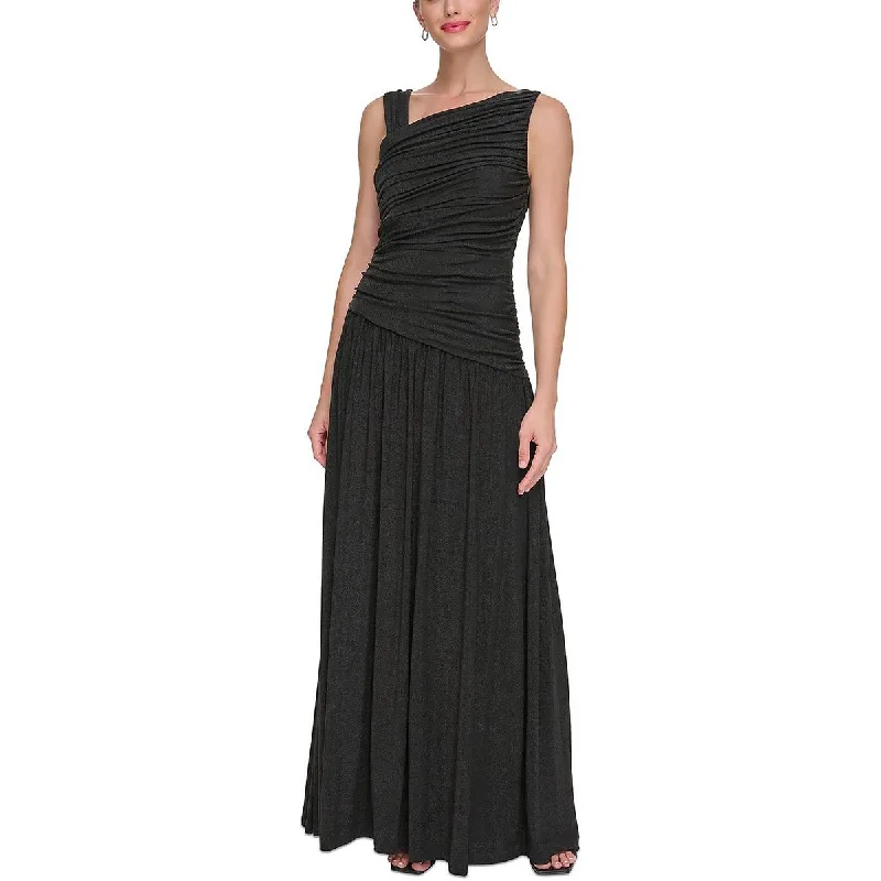 Price Drop Alert DKNY Womens Metallic Asymmetric Evening Dress