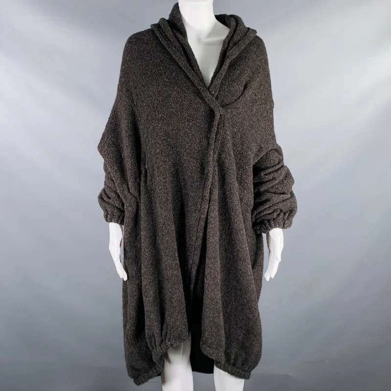 Year-End Clearance POOL' Size 6 Heather Brown Black Wool Blend Shawl Collar Coat