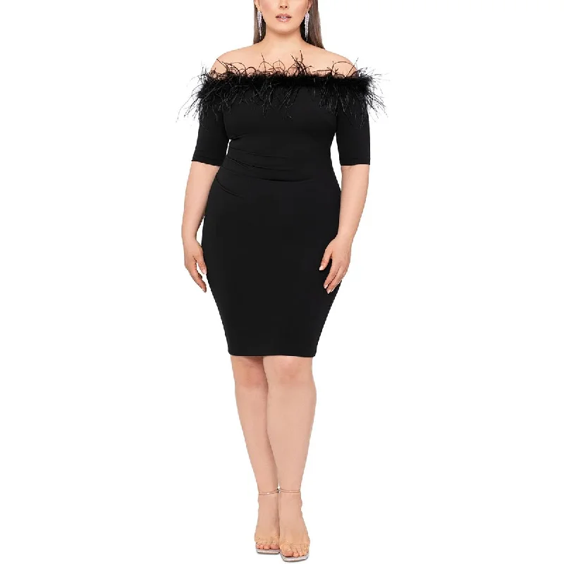 New Deals Xscape Womens Plus Embellished Knee Length Bodycon Dress