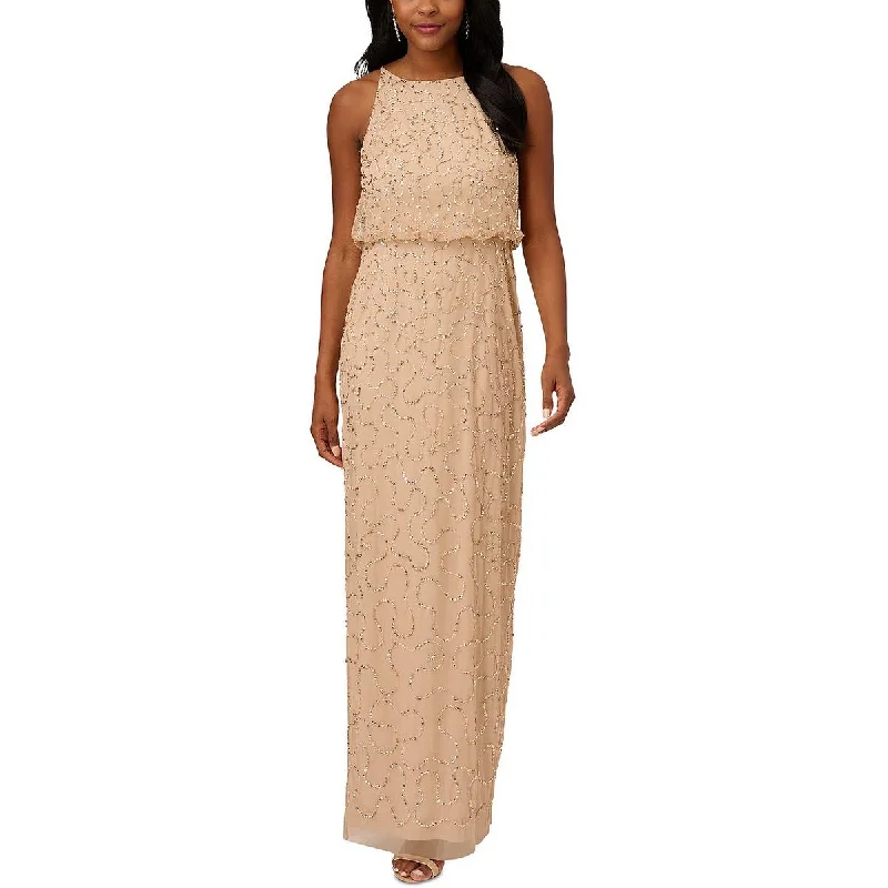 Exclusive Access Papell Studio by Adrianna Papell Womens Sequined Maxi Evening Dress