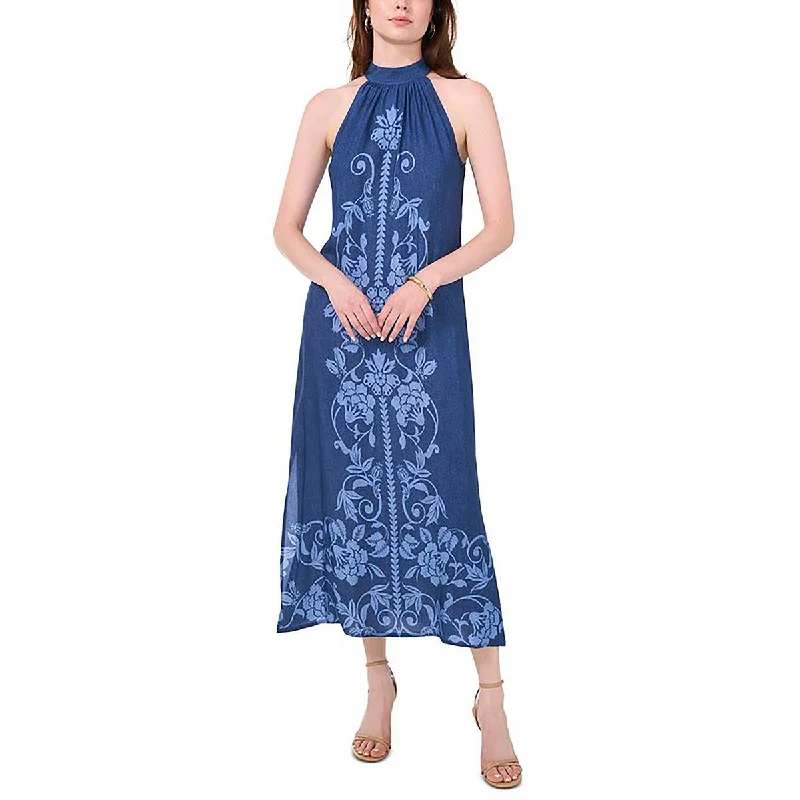 Price Reduction MSK Womens Floral Print Tie-Back Halter Dress