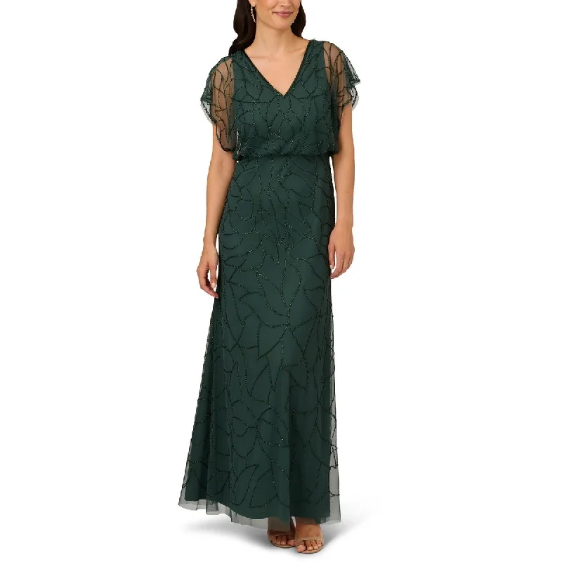 Special Savings Adrianna Papell Womens Beaded Blouson Evening Dress