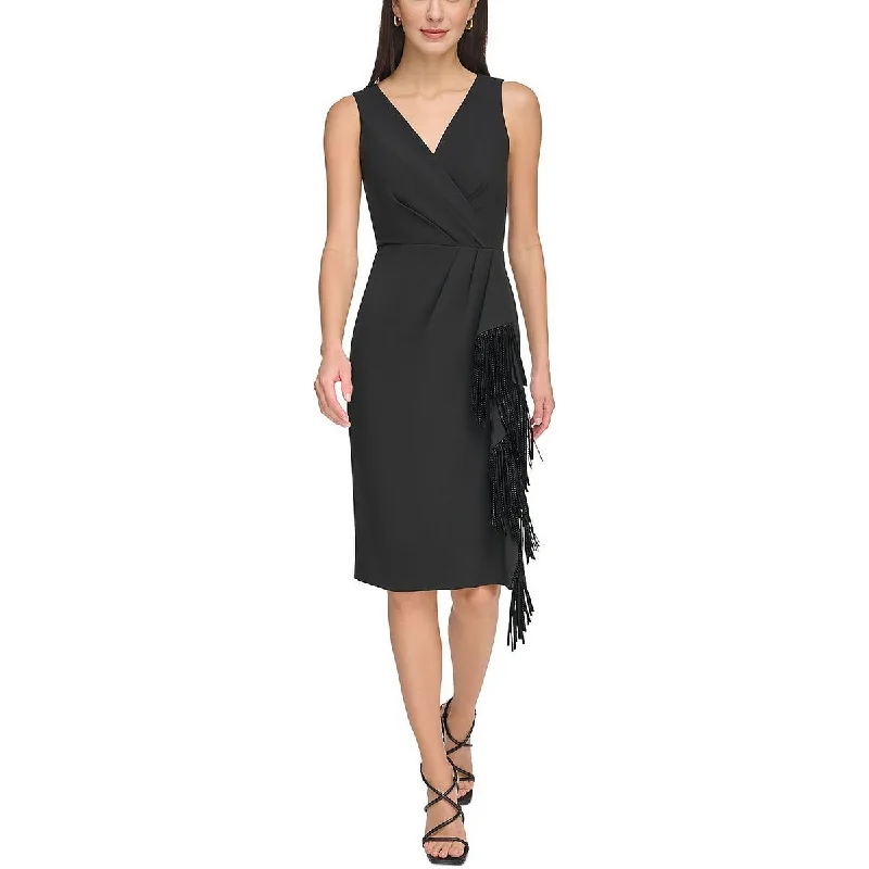 Weekend Deal DKNY Womens Fringe Knee-Length Cocktail And Party Dress