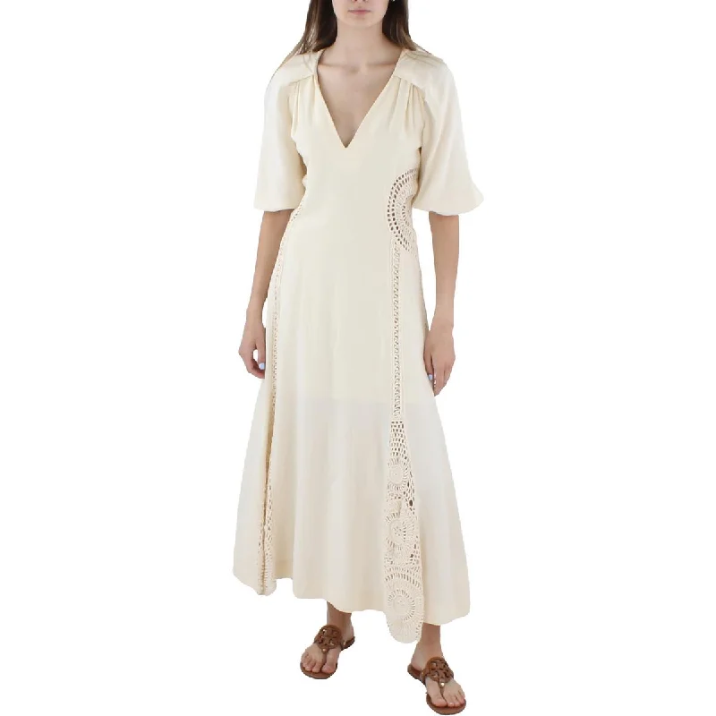 Instant Discount Jonathan Simkhai Womens Rider Crochet Trim Long Maxi Dress