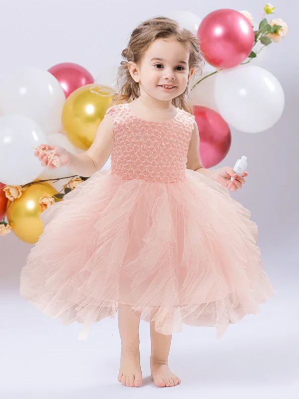 Online Only Ball Gown Scoop Sleeveless Flower Girl Dresses with Ruched