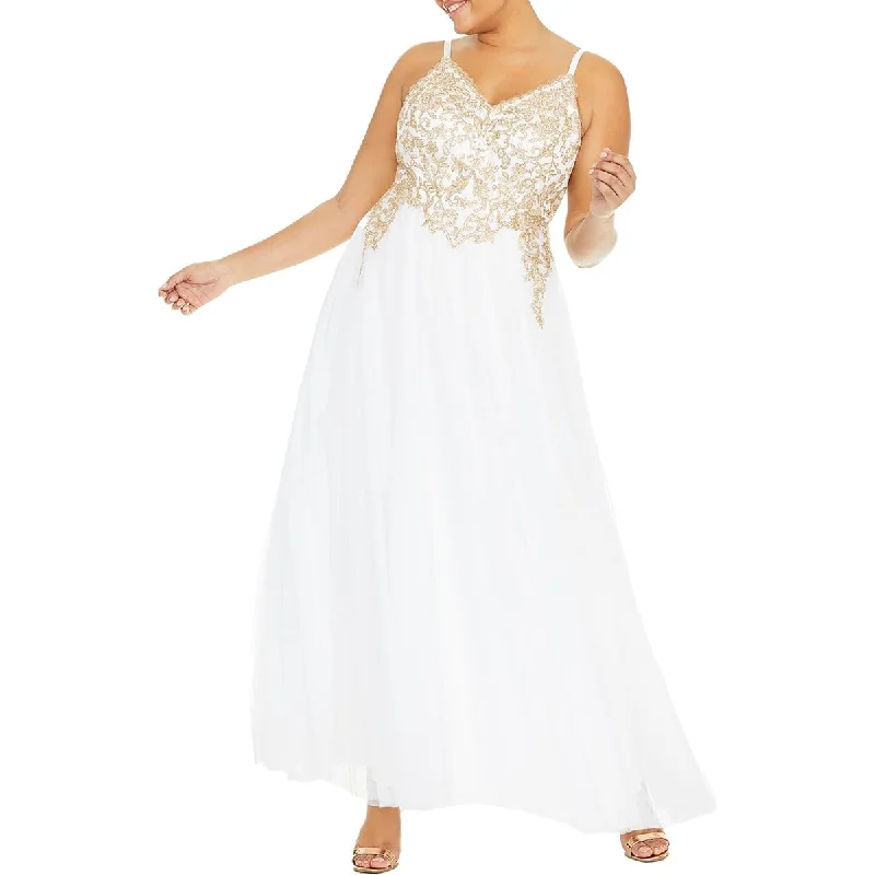 Act Now TLC Say Yes To The Prom Womens Plus Embroidered Juniors Evening Dress