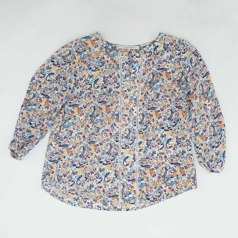 Sale Event White Paisley 3/4 Sleeve Blouse