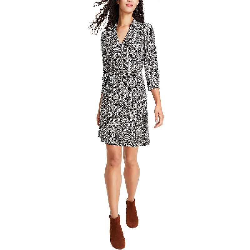 Deal Zone Tommy Hilfiger Womens Printed Knee Length Shift Dress
