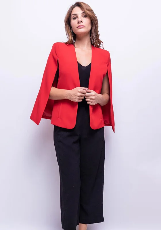 Mega Deal Seventy1 Open Cape Blazer, Red