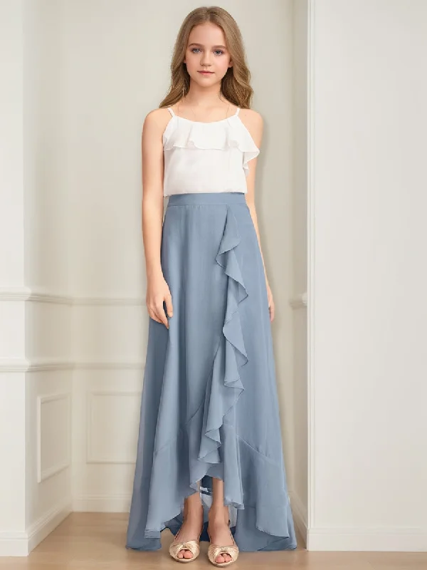 Big Discounts A-Line/Princess Scoop Sleeveless Ruffles Junior Bridesmaid Dresses