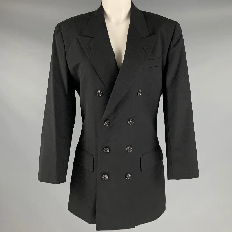 Special Discount COMME des GARCONS 1980s Size S Black Wool Peak Lapel Blazer