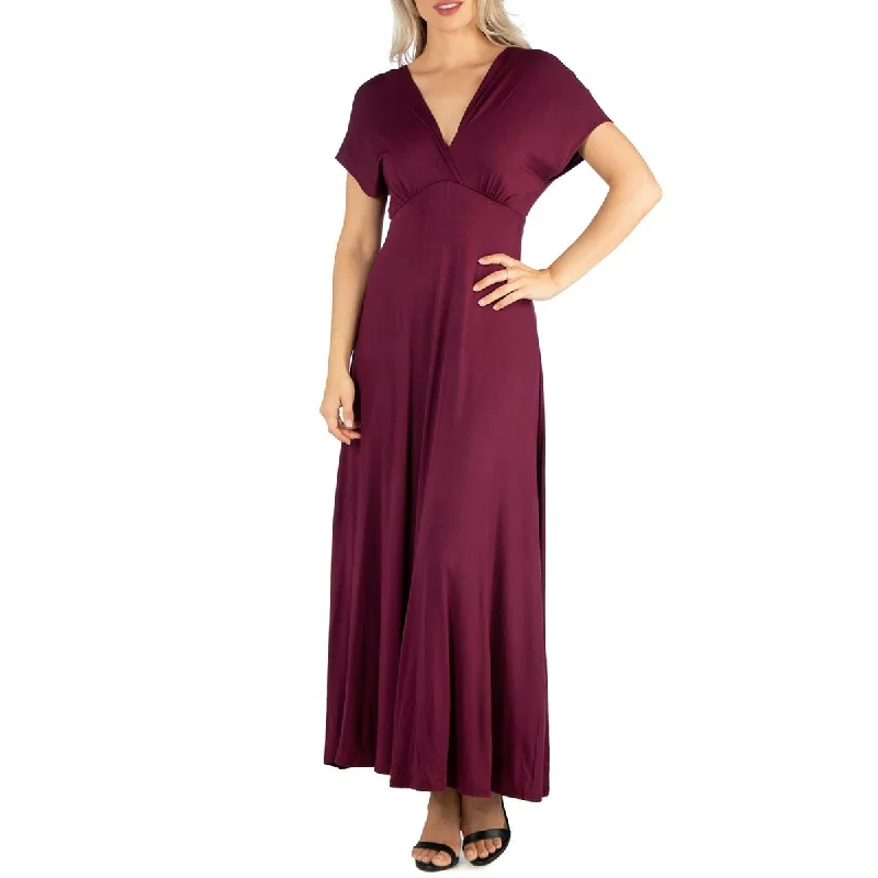 Can't Miss 24seven Comfort Apparel Womens Capped Sleeves Long Maxi Dress