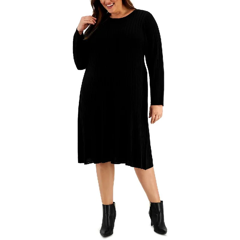 Savings Galore Calvin Klein Womens Plus Knit Ribbed Sweaterdress