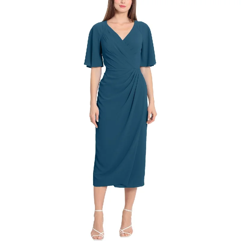 Today’s Deal Maggy London Womens Surplice Mid Calf Wrap Dress