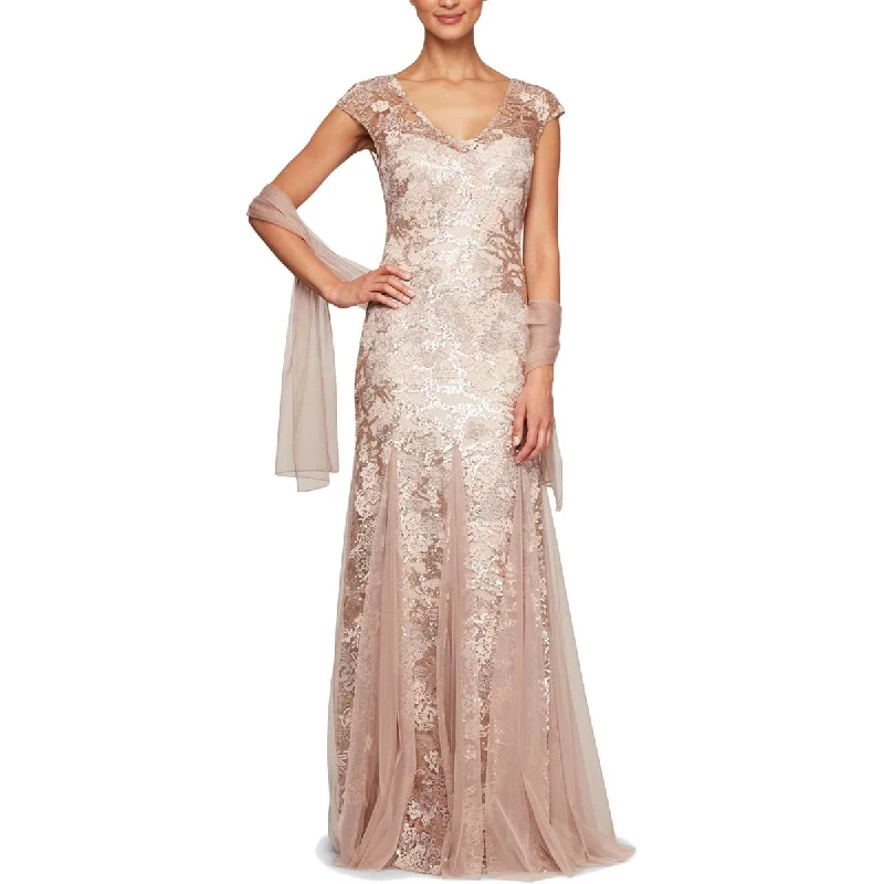 Buy More, Save More Alex Evenings Womens Lace Long Evening Dress