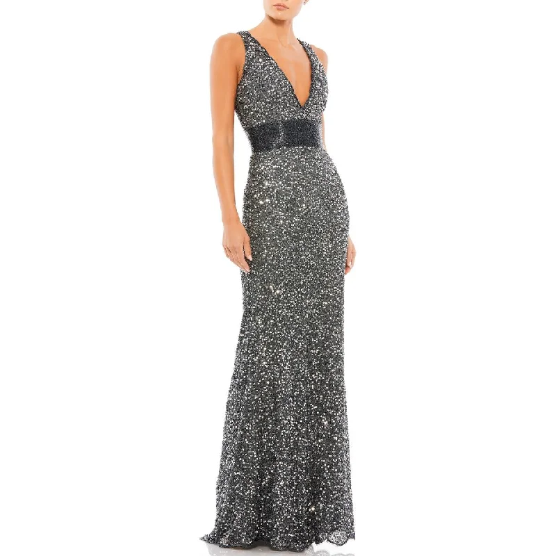 Steals and Deals Mac Duggal Womens Sequined Maxi Evening Dress