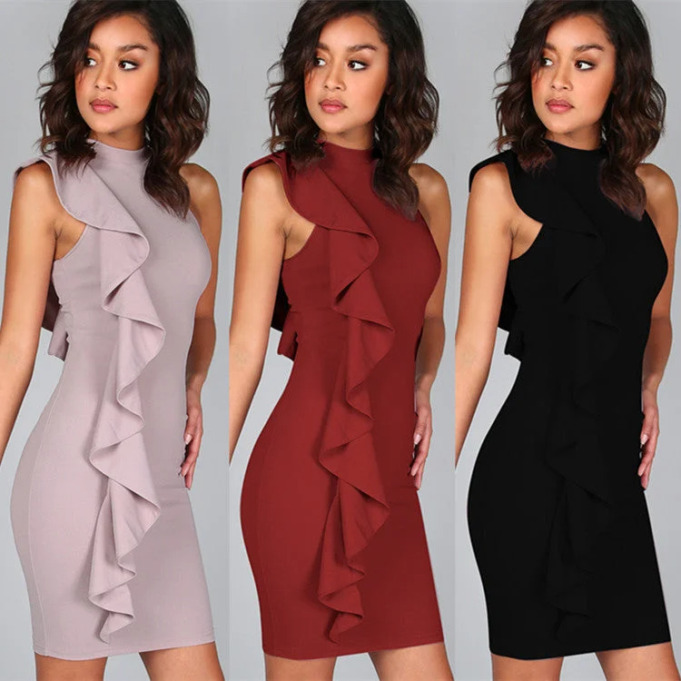 Deal Mania Patchwork Ruffles Short Sleeves Scoop Short Dress